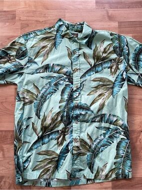 Men's Tropical Leaf Short-Sleeve Shirt - Mint Green